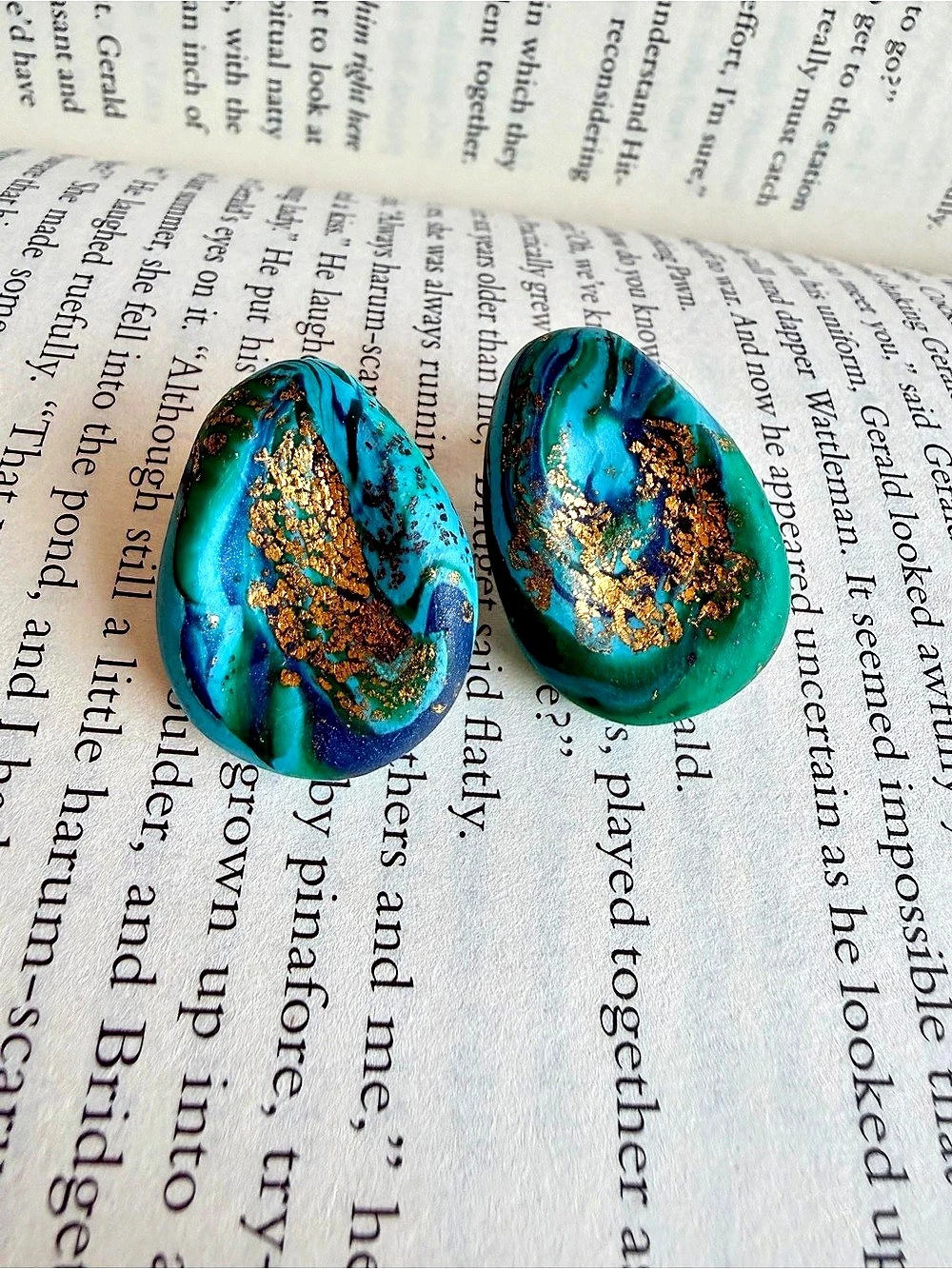 Blue & Green Gold-Tone Statement Earrings